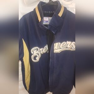 Milwaukee Brewers Majestic Blue and Gold Varsity Jacket